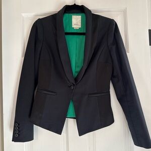 Elevenses Black Blazer with Vibrant Green Interior